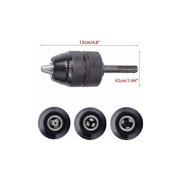 SDS Plus-adapter, 2-13 mm snabbkoppling, självspännande chuck, kraftig professionell 1/2-20UNF snabbkoppling, nyckellös borrchuck med SDS-adapter