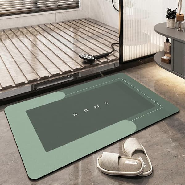 Superabsorberende gulvmåtte, hurtigtørrende badeværelsestæppe, simpel køkkendørmåtte, maskinvaskbart stort stuetæppe (40 x 60 cm) Rectangle Green