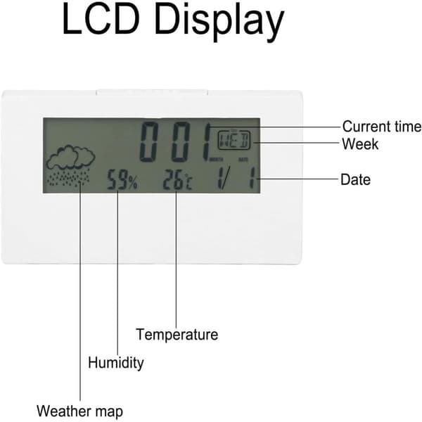 Digital väckarklocka Smart nattlampa Väckarklocka Tid Datum Temperatur Luftfuktighet Display Sängklocka Batteridriven (Vit)