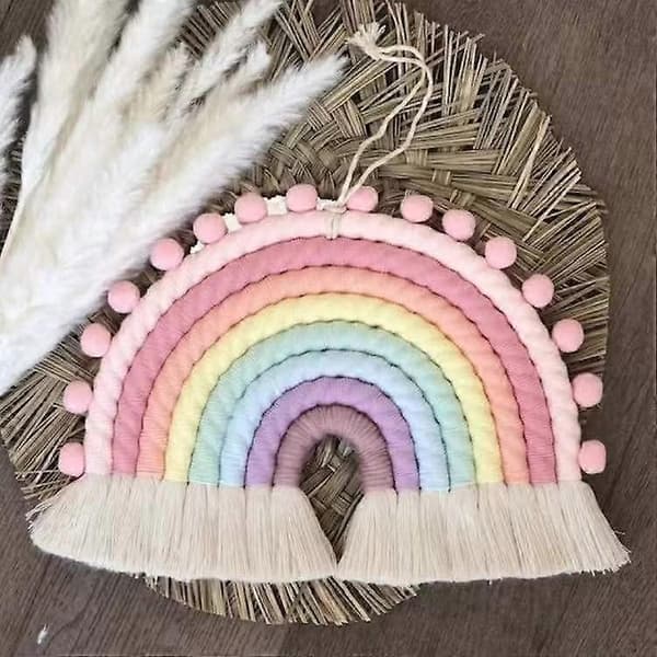 Vävd Pompom för Barnrum, Handgjord Bomullsaccessoar för Spädbarn och Småbarn (Rosa)