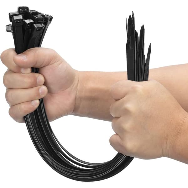 100 stk. sorte store kabelbindere, ekstra lange 400 mm x 9 mm kabelbindere, UV-bestandig nylon, 80 KGS kraftige kabelbindere