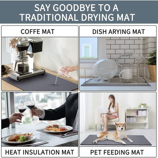 Tørremåtte til kaffemaskine, hurtigtørrende opvaskemåtte (50 x 40 cm), absorberende tørremåtte til kaffemaskine, køkken, vask