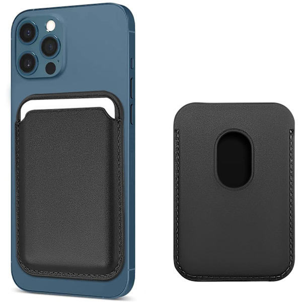 Magnetisk kortholder til iPhone 12/13-serien PU-læder sort