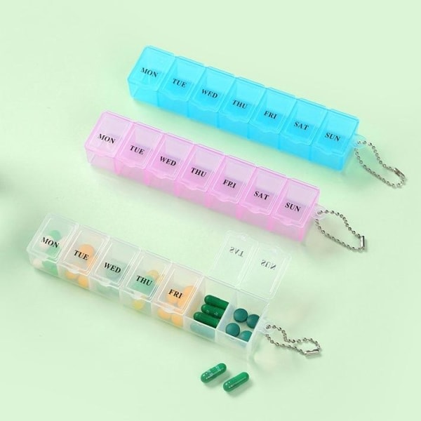 Tablettdispenser Pillerdosa Medicinförvaring Veckovis Dosering Blå