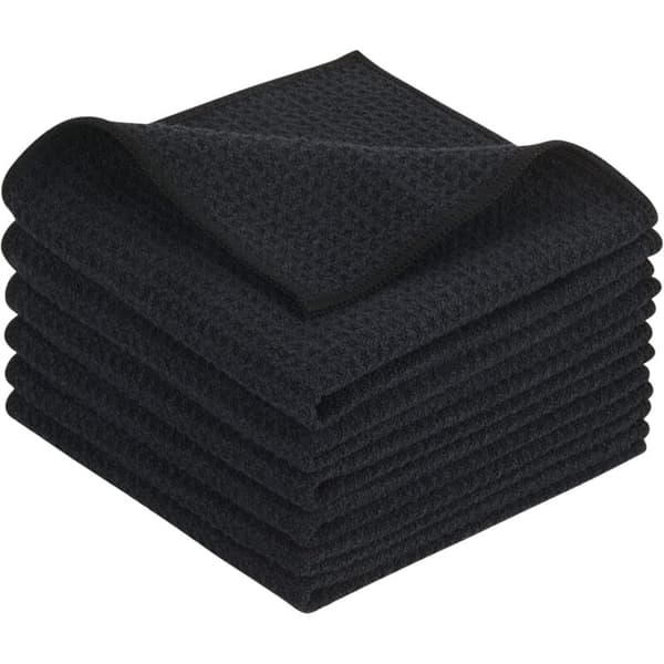 Sorte mikrofiber køkkenhåndklæder, superabsorberende rengøringsklude, bløde karklude, vaskbare køkkenhåndklæder, 30 cm x 30 cm, 6-pak