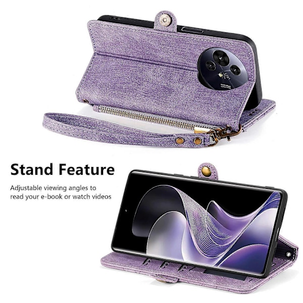 Väska med blixtlås för TCL 50 Pro NxtPaper 5G - Geometrilinjer i läder - Ljuslila Multicolor Light Purple