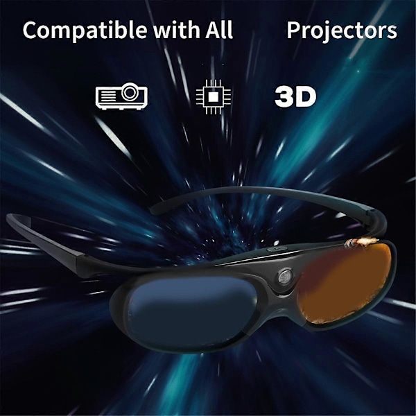 Aktive 3D-briller med lukker DLP-Link USB-lading for W1070 W700 for projektor 3D-briller Projektor D