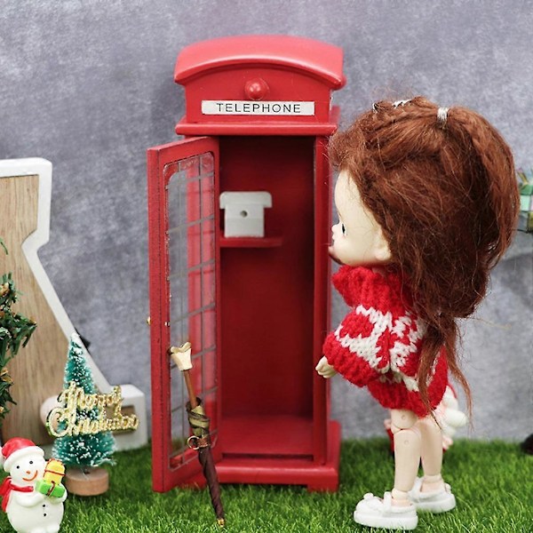 Dukkehus Mini Telefonkiosk Miniatyr Telefonkiosk Modell Mikro Landskap