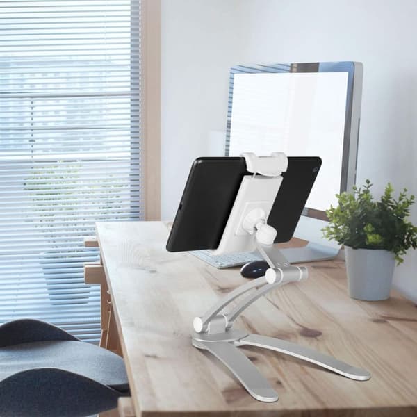 Tabletstander - Med væg- og loftadapter - Kompatibel med iPad, MediaPad, Kindle, smartphone, Galaxy Tab, Switch - Grå