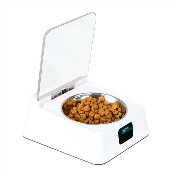 330 ml infrarød sensor kæledyrsskål, rustfrit stål, automatisk åbne-/lukkelåg, med USB-opladerkabel, 3-5 minutters hvileinterval
