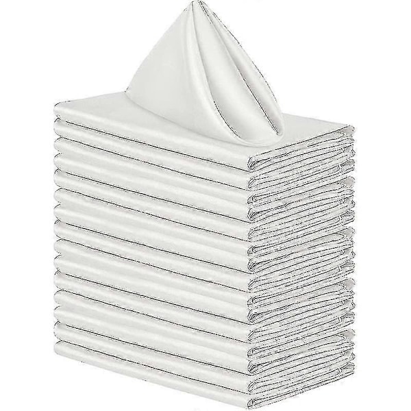 12 st Tygnapkiner, Tum Satin Bordsnapkiner, Återanvändbara Napkiner i Tyg för Bröllop-jie white 43*43cm