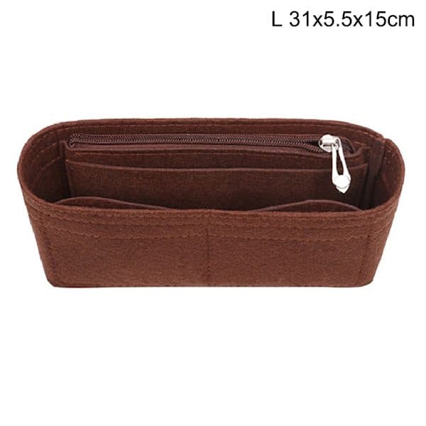 Multi-Pocket Dame Indsats Taske Filt Håndtaske Coffee L