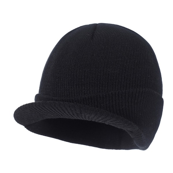 Solid Beanie / Beanie med Visir - Flere Farger Black