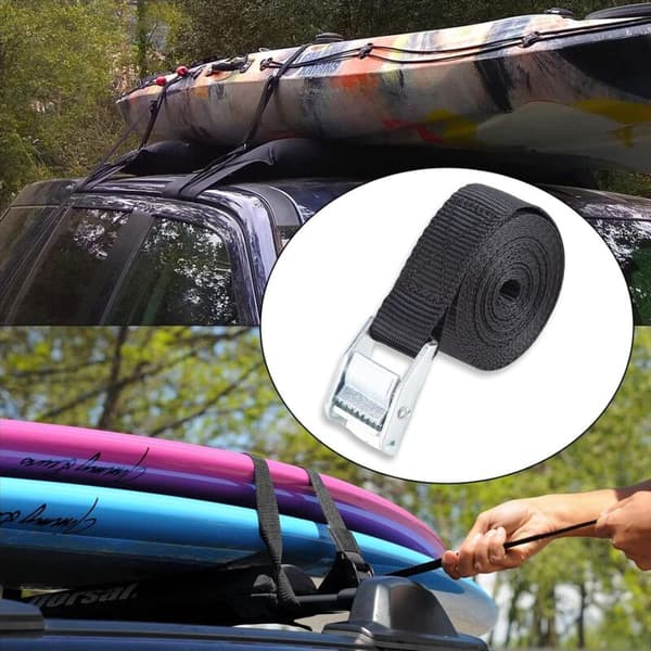 Sæt med 4 stropper, 2M stropper, skraldestropper, surringsstropper, justerbare fastgørelsesstropper med klipslukning til transport, fragt, camping