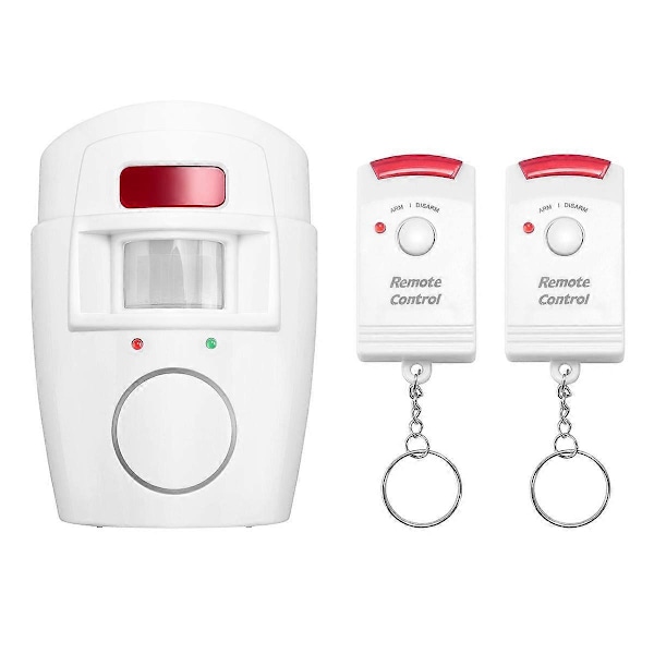 Infrarød Bevægelsessensor Alarm - Tyverialarm med 2 Fjernbetjeninger, Egnet til Hjem/Garager/Butik