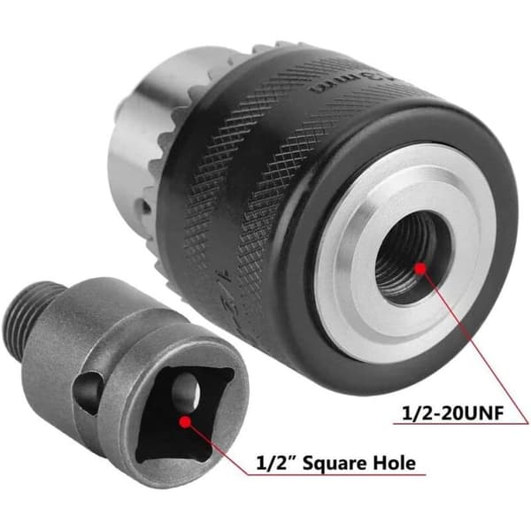 1,5-13 mm borechuck 1/2-20 UNF med SDS Plus-adapter og strammenøkkel, hurtigskift borechuck med nøkkel for konvertering av elektrisk drill