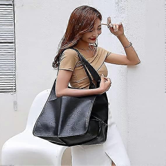 Stor Tote Handväska, PU Läder Tote Axelväskor Plånbok Crossbody Överdimensionerad Väska Brown