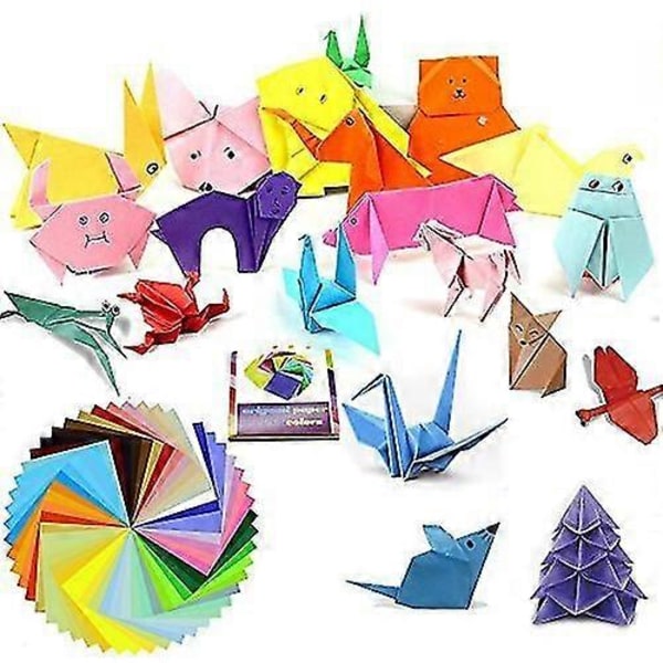 Origamipapper 50 Livfulla Färger Dubbelsidigt 200 Ark Premiumkvalitet 15cmx15cm För Konst- och Hantverksprojekt - Samma Färg Båda Sidor