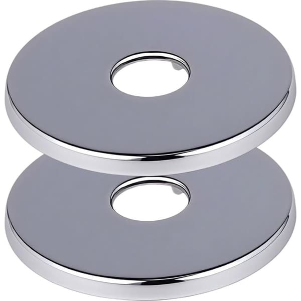 2-delt sølv kranrosett, 21 mm (1/2\") diameter - flat kranrosett i rustfritt stål 80x5mm - veggmonteringssett for dusjbatteri