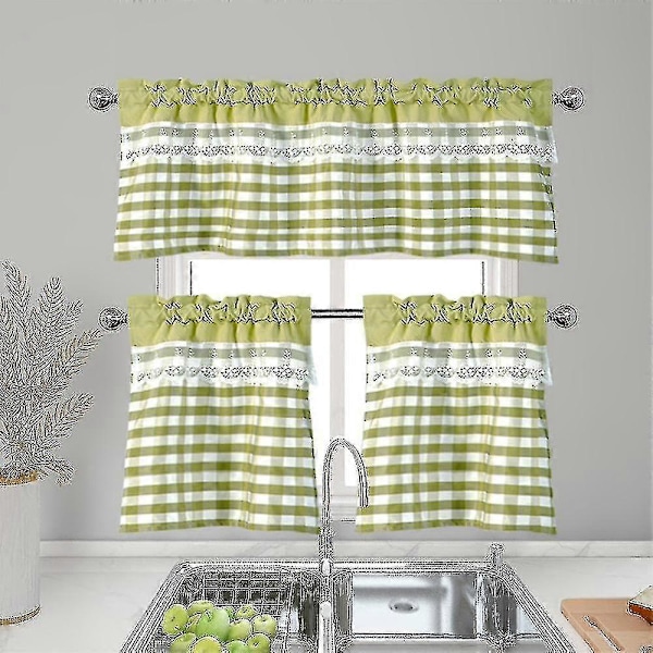 Köksgardiner Dekor Fönstergardin Lyxigt Cafékappa Överkast Draperier Yellow Green 74cmx61cm