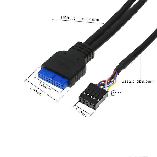 60cm Frontpanel USB3.0+USB3.0+HD Audio Jack Porter I/O Board+Intern Ledning USB Ramme DIY -Yx