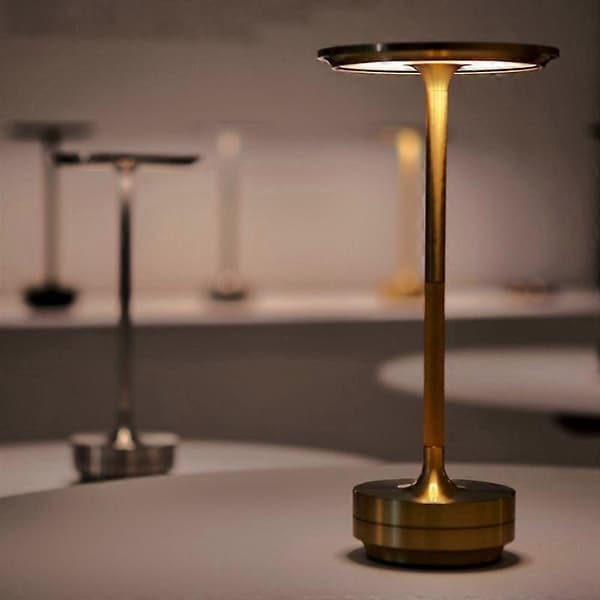 Trådløs bordlampe dimbar vanntett metall USB oppladbare bordlamper Black
