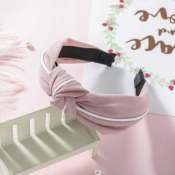 Damhårband, 3 st, knutna hårband, breda elastiska hårband (grön, grå, rosa)