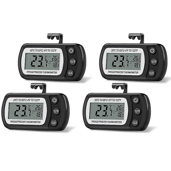 4 st Digital Kylskåpstermometer Frys och Kylskåpstermometer med Stor LCD-Skärm Ställ för Rum Kök