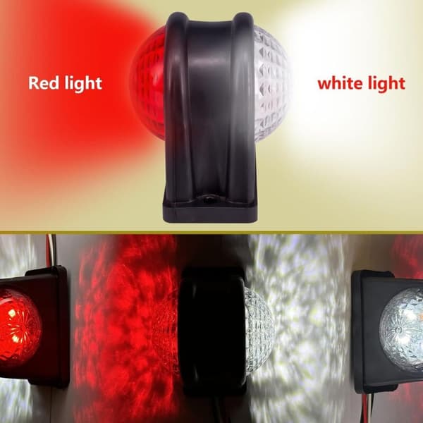 2x8 LED sidemarkeringslys 12/24V dobbeltsidet trailer sidemarkeringslys advarselsrødt og hvidt lys til lastbil autocamper campingvogn