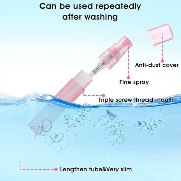 Sprayflaska - 5-pack - Plast - Påfyllningsbar - Rese- och Parfymflaska - 5 ml