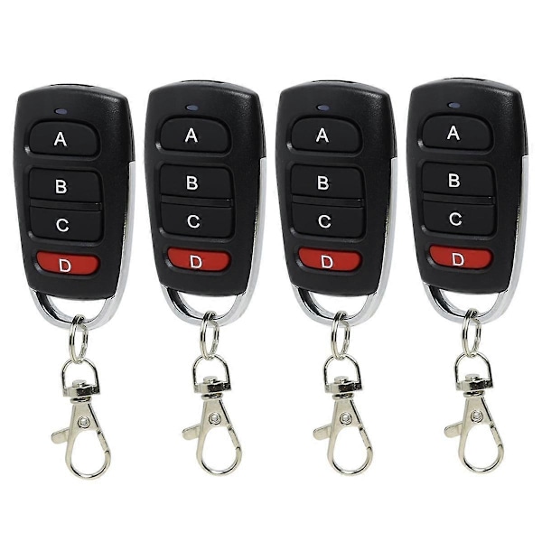 4-pack Universella Fjärrkontroller för Garageport, 433 MHz, Klonfjärrkontroll för Grindar och Garage, Handhållen Sändare