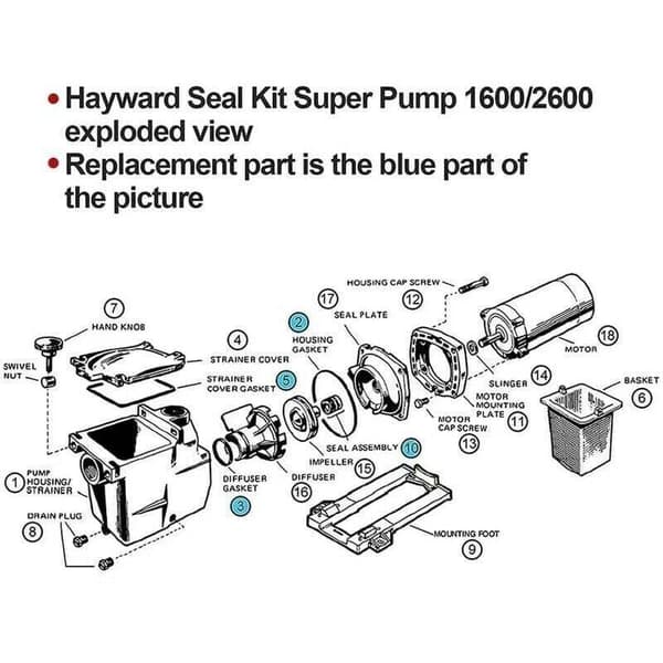 Poolpumpspackningsbyte för Hayward Super SP2600 1600 2600X Poolpumpspackningsreparationssats