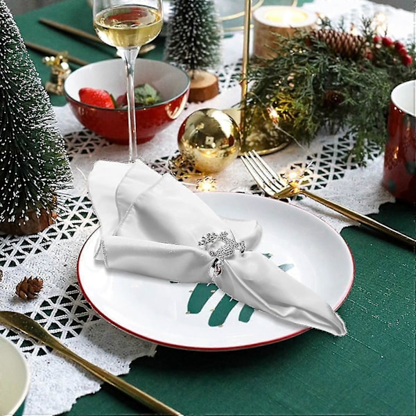 12 st Tygnapkiner, Tum Satin Bordsnapkiner, Återanvändbara Napkiner i Tyg för Bröllop-jie white 43*43cm