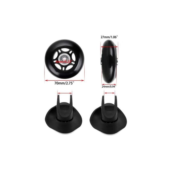 Sæt med 2 kufferthjul, erstatningshjul, reparation af bagagelejer, 70 × 24 mm, sort