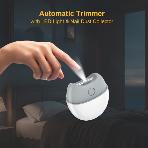 Elektrisk negleklipper og -sliper: Automatisk trimmer med LED-lys og neglestøvsamler