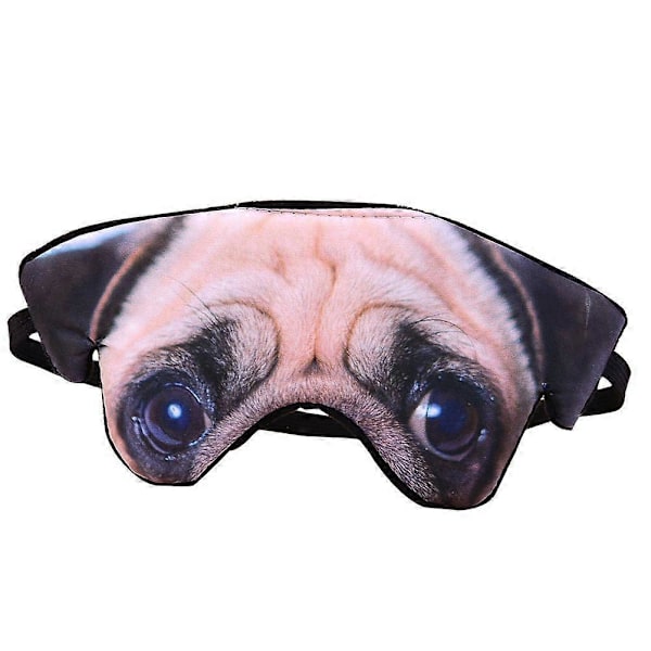 3D Hundmönster Ögonmask Rolig Skugga Tupplur Skydd Ögonbindel Sovmask Ögonlapp Sovglasögon (Mops)