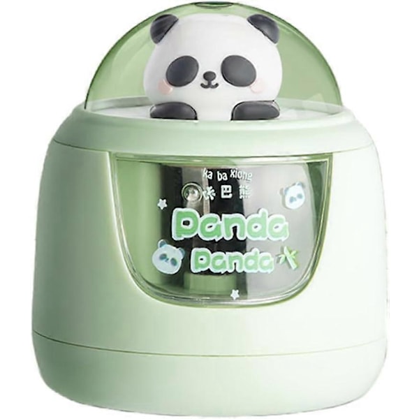 Elektrisk pennvässare för barn, kraftig spiralformad blad, två strömlägen, avtagbart silikonfodral (Panda)