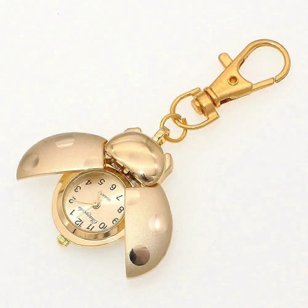 Nye Mariehøneure Bille Ur kvinder mænd børn lommeur studerende quartz ur nøgleringe lommeur halskæde ure guld Gold with keyring