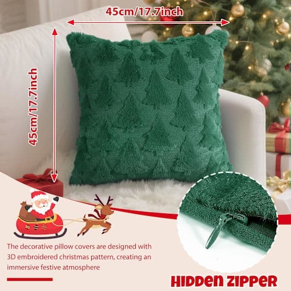 Set med 2 julkuddfodral 45x45cm Mjuk kort sammet soffkudde 3D-mönster örngott Lyxig dekorativ vardagsrum sovrum julgran