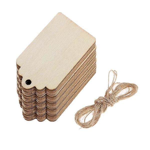 4x 50 Stycken Naturliga Trä Presentetiketter Meddelandetavlor Trähängande Etiketter Julgran Önsketräd Etiketter för Bröllopsfest Dekoration 68x39mm