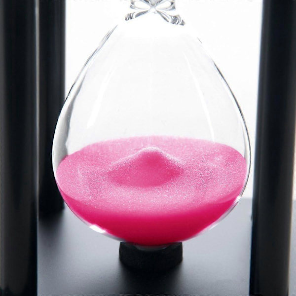 60 minuters timglas, sandtimer i trä, lämplig för studier, middagar, kontor, vardagsrum Pink black