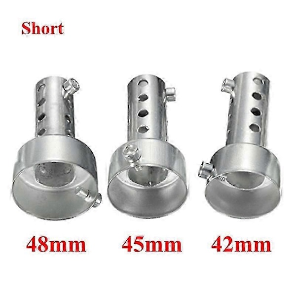 2 stk. 35/42/45/48/60 mm Universal Motorsykkel Kan DB Killer Lyddemper Støydemper Lydeliminator Eksos Justerbar Sølv 2Pcs Short 48mm