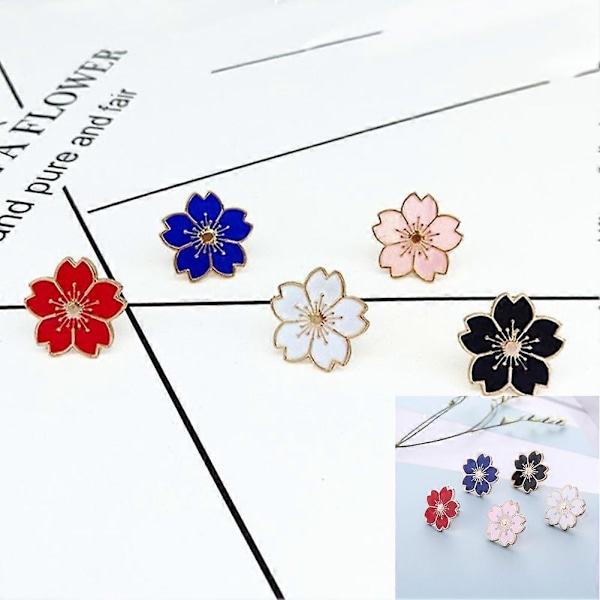 Twinkle Trinket Söt Dam Körsbärsblom Enamel Brosch Nål Kostym Krage Märke Smycken white
