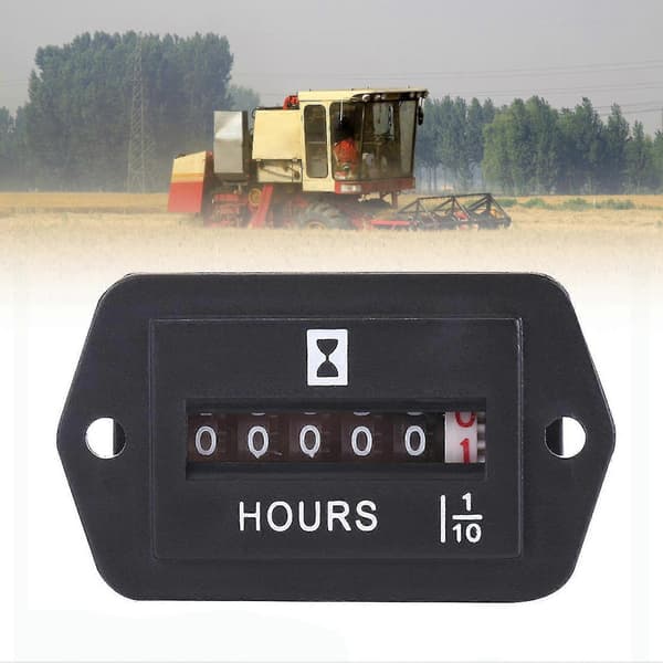 Mekanisk timetæller, fuldt forseglet, rektangulær, DC 12V-36V, høj præcision, timetæller til ingeniørmaskiner