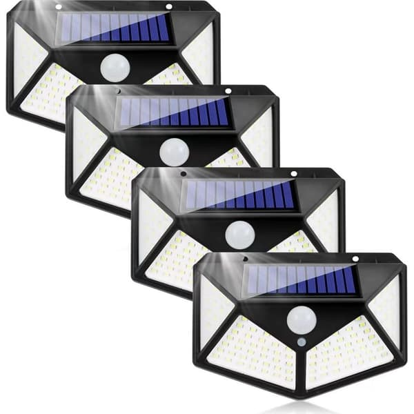 Utendørs solcellelampe med bevegelsessensor, LED-flomlys, utendørs vegglampe, IP65 vanntett solcelle-spotlight, 3 moduser, belysning for hage, garasje,