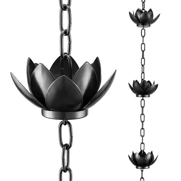 Regnkedjeset, 1,2 m kopparpläterad regnkedja för hängrännor med adapter, Lotus regnkedjekoppar för att ersätta
