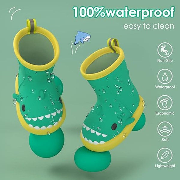 1 par Toddler Regnstövlar Barn Flickor Wellies Söta Mönster Pojkar Wellies EVA Halksäker Vattentät Baby Utomhusskor Yellow 17cm