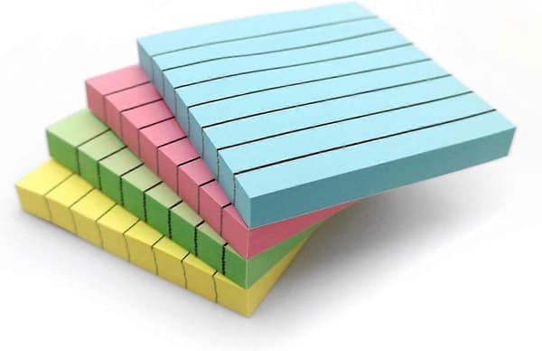 Aftagelige Sticky Notes | Blå, Pink, Grøn, Gule Farver | Selvklæbende Memoblokke
