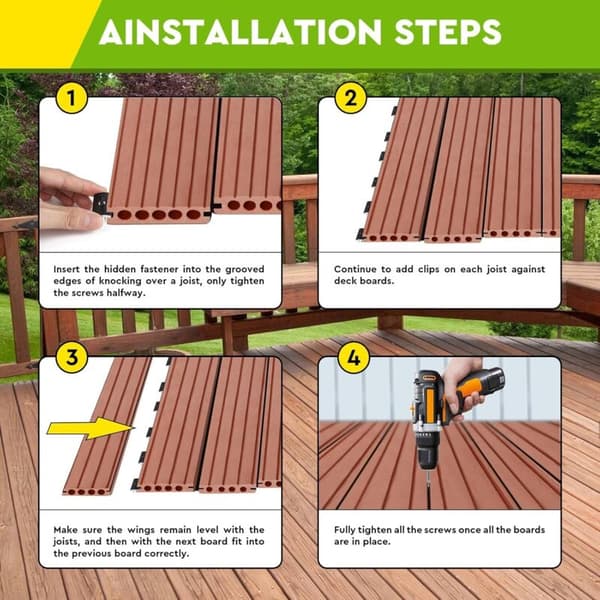50 sorte clips til træ- og plastgulve, T-clips til terrasser, 6 mm afstand