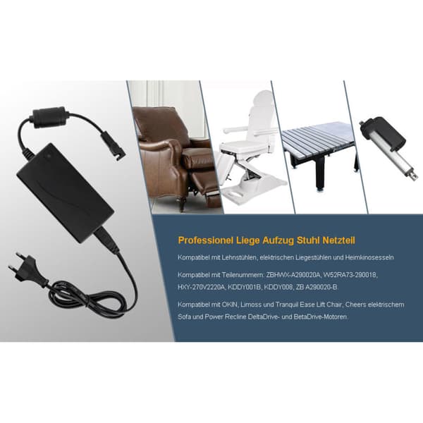 29V/24V 2A AC/DC-adapter, elektrisk vippende transformer, universel version kompatibel med alle løftestole